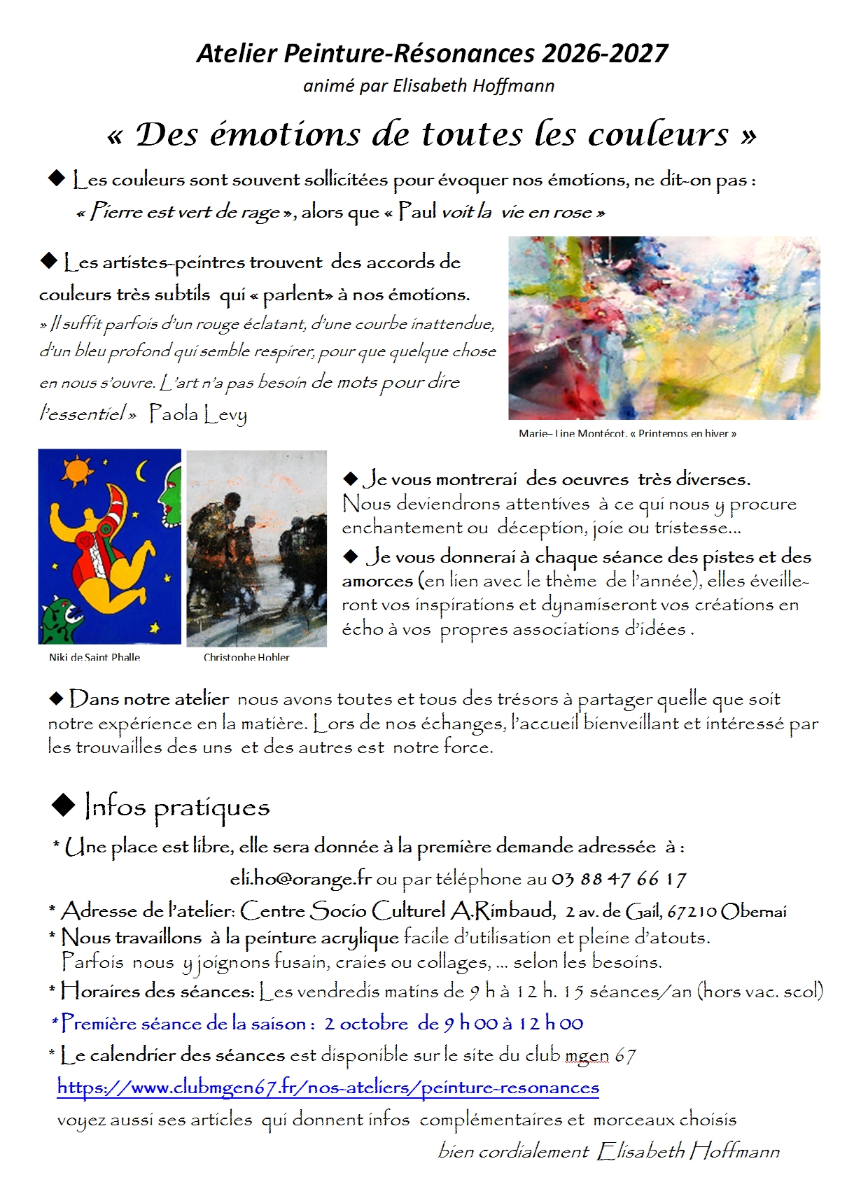 2026 2027 Atelier peinture résonances Annonce